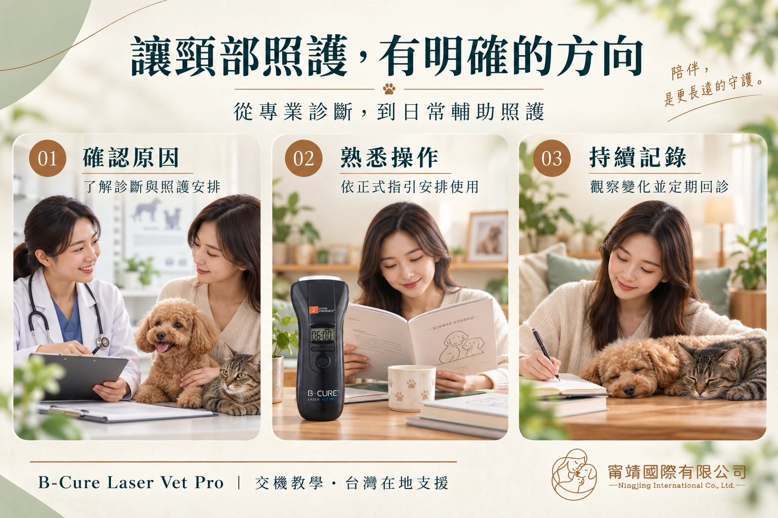 犬貓頸部照護流程：確認原因、熟悉操作與持續記錄